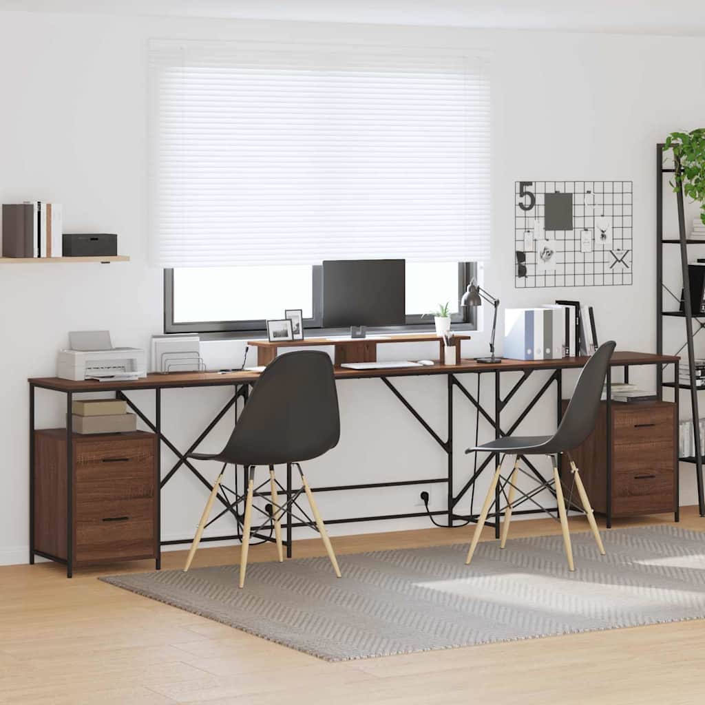 Schreibtisch mit Regal Schwarz Eichen-Optik 182 x 101 x 87,5 cm