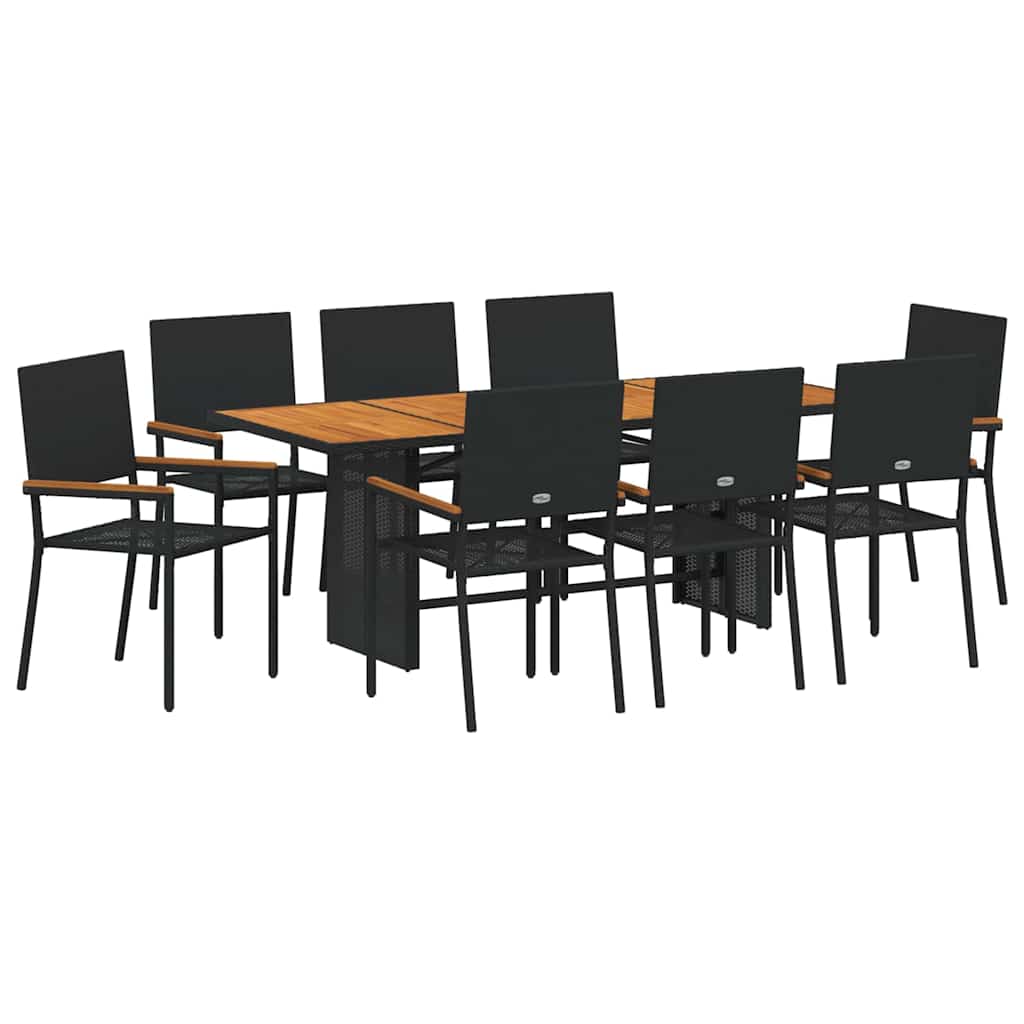 Garten Essgruppe 7 pcs Schwarz Poly-Rattan