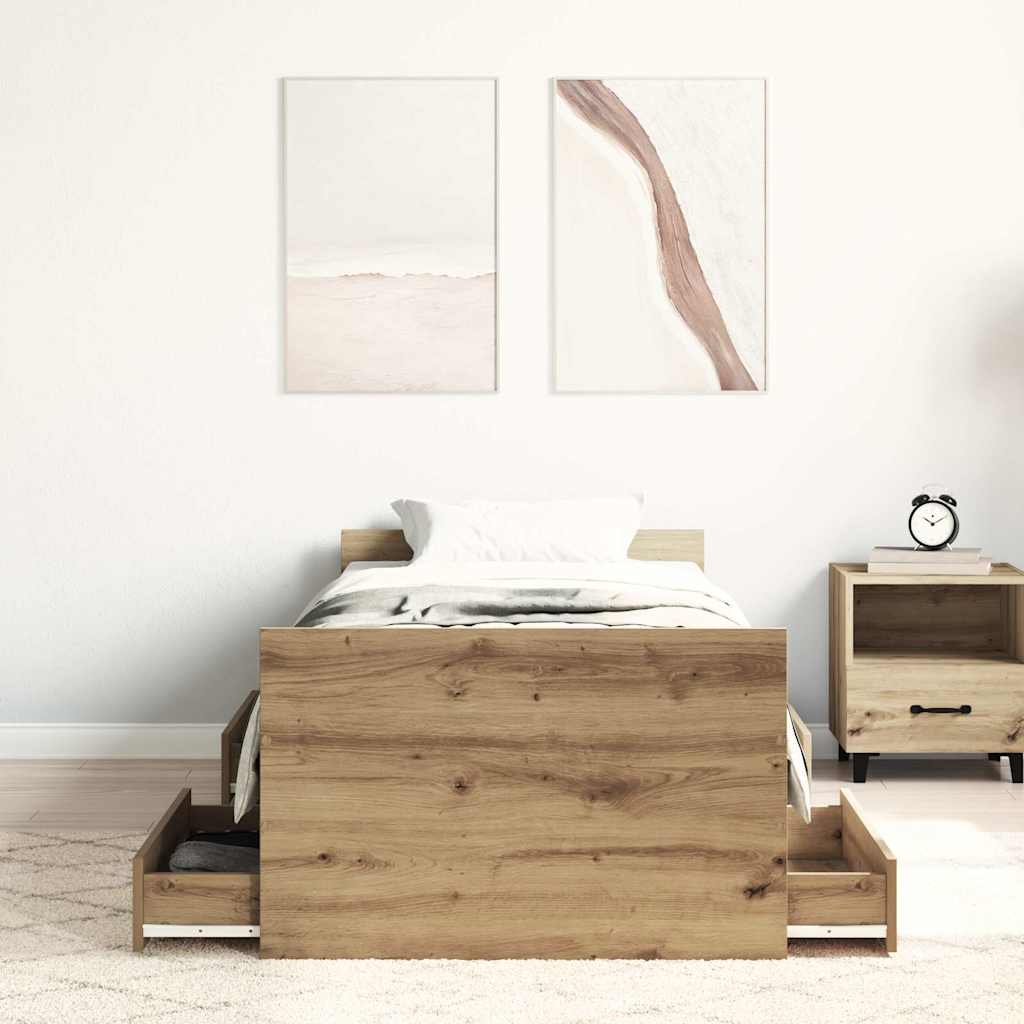 Bettgestell mit Kopf- und Fußteil Weiß 100x200 cm
