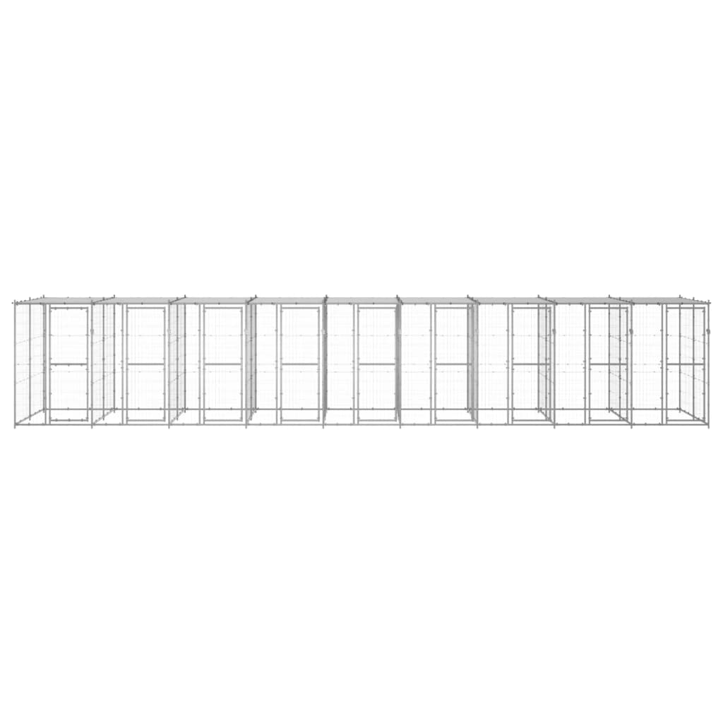 Outdoor-Hundezwinger Stahl mit Überdachung 110x220x180 cm