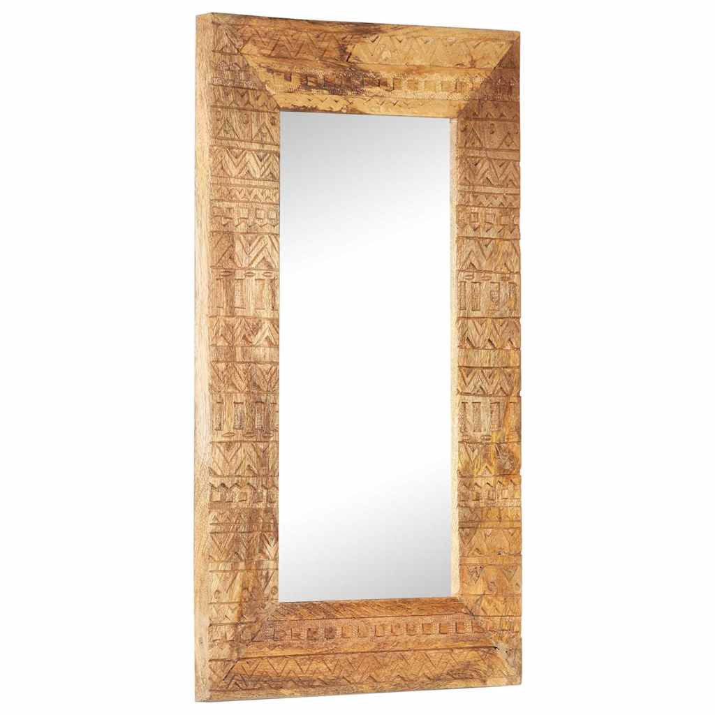 Handgeschnitzter Spiegel 50x50x2,5 cm Massivholz Mango