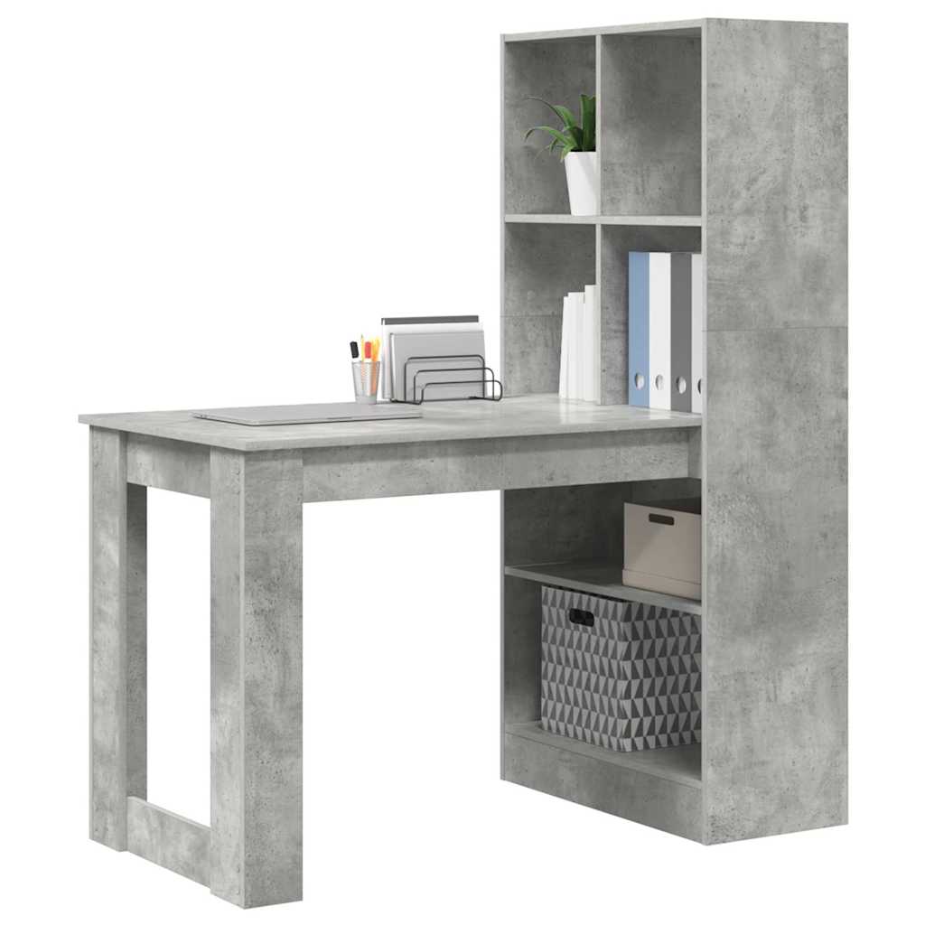 Schreibtisch mit Regal Schwarz Eichen-Optik 122 x 67 x 145 cm