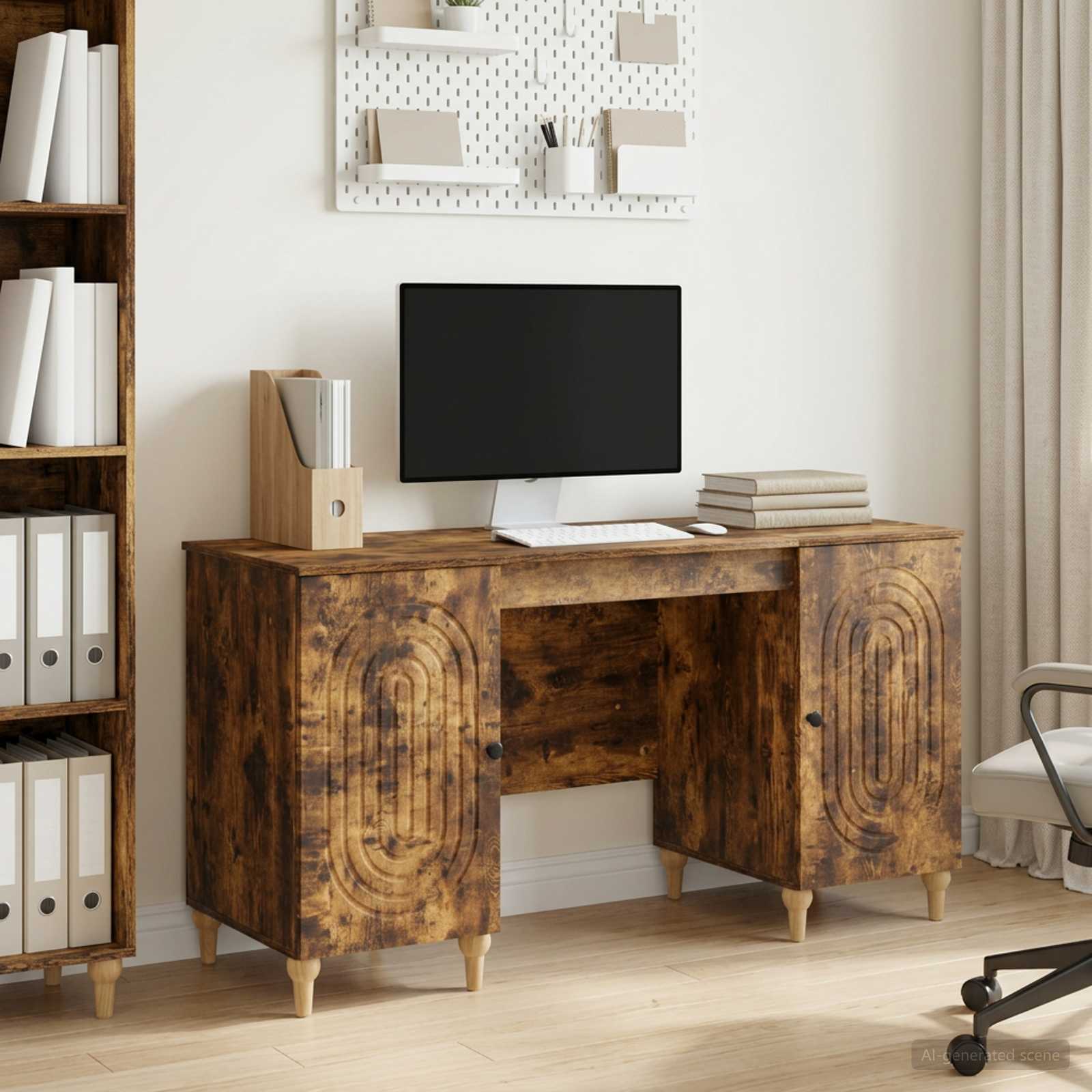 Schreibtisch mit Regal Schwarz 142,5 x 50 x 75 cm Holzwerkstoff