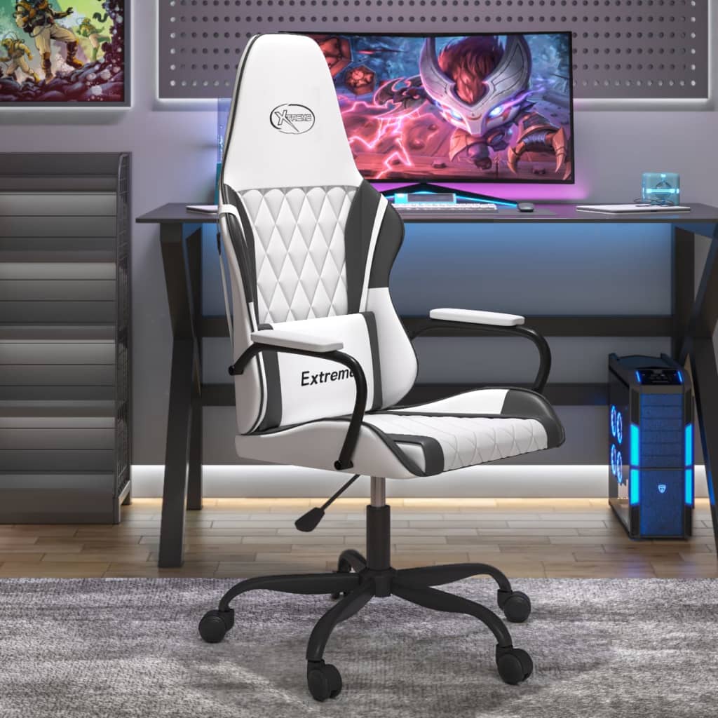 Gaming-Stuhl mit Massagefunktion Schwarz und Blau Kunstleder
