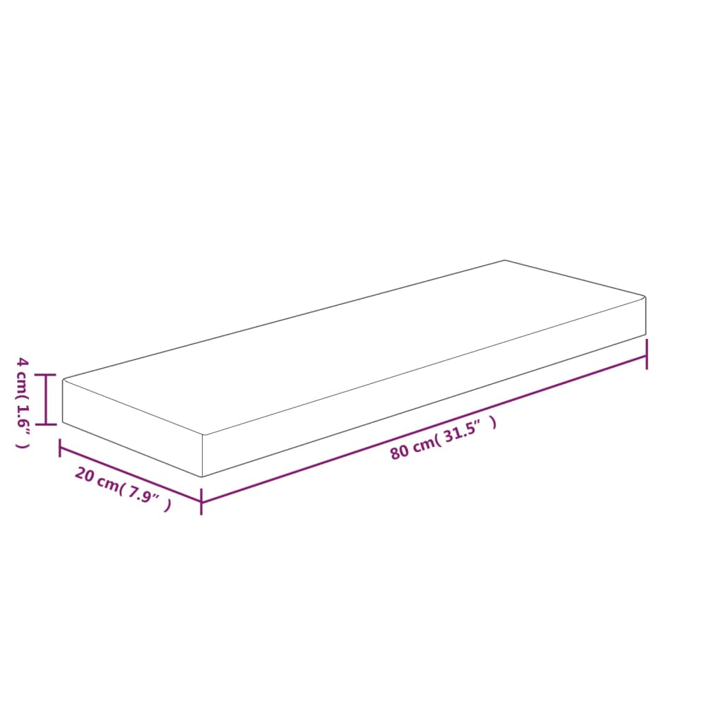 Regalboden 40x20x1,5 cm Unbehandeltes Massivholz Eiche