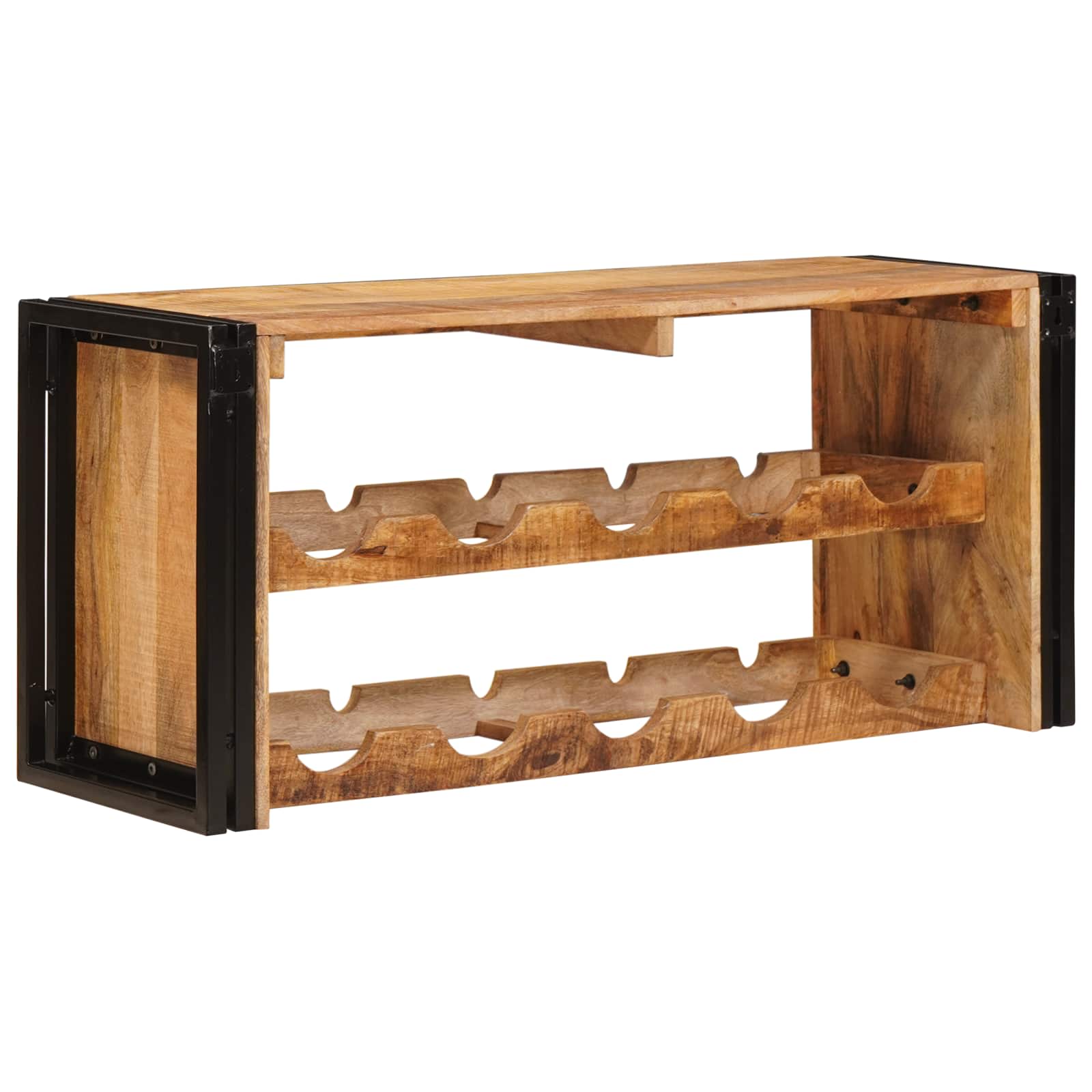 Weinregal Braun 60 x 45 x 33 cm Massives grobes Mangoholz