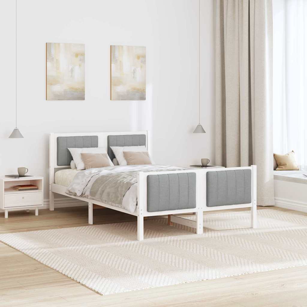 Bettgestell Braun und hellgrau 200 x 200 cm Massivholz Kiefer