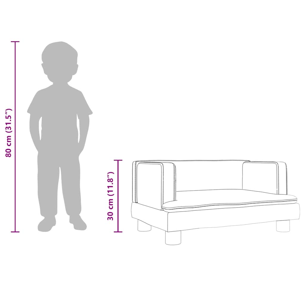 Kindersofa Blau 80x45x30 cm Samt