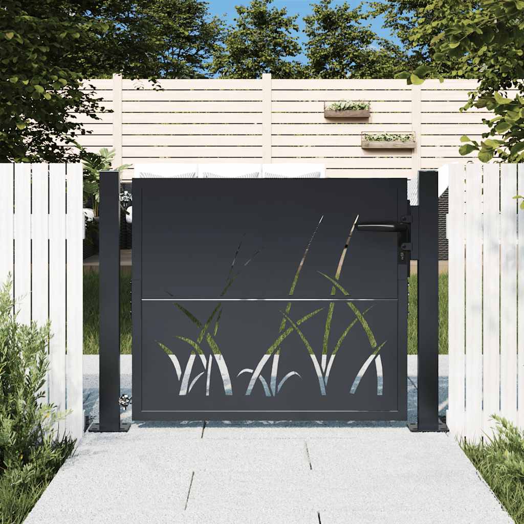 Gartentor Anthrazit 100x75 cm Stahl Gras-Design