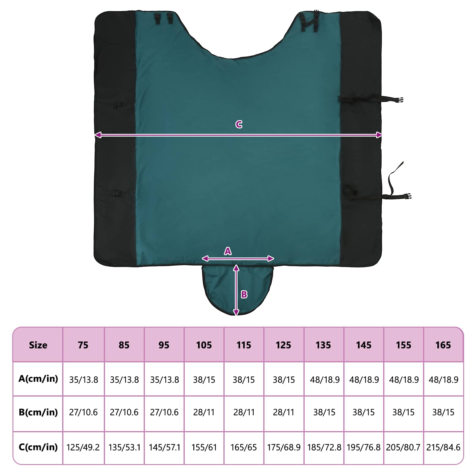 Pferdedecke Dunkelgrün und Schwarz 75 cm Polyester