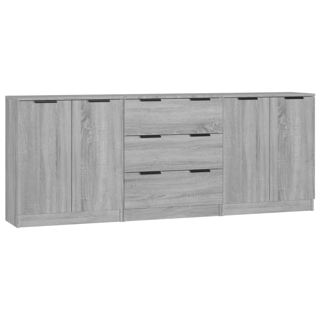 3-tlg. Sideboards Weiß Holzwerkstoff