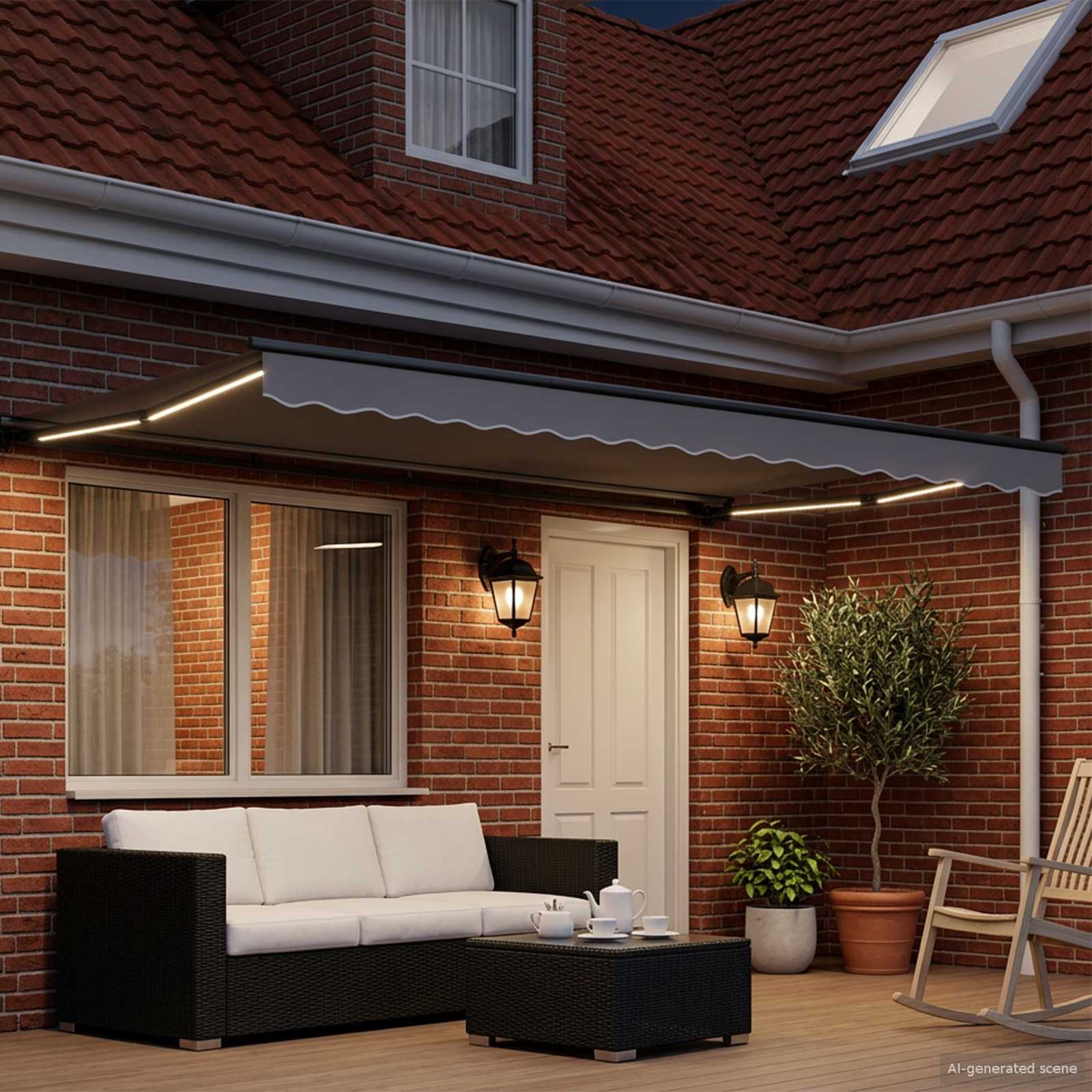 Elektrische Markisenrahmen mit LEDs Weiß 2,5 x 2 m Aluminium
