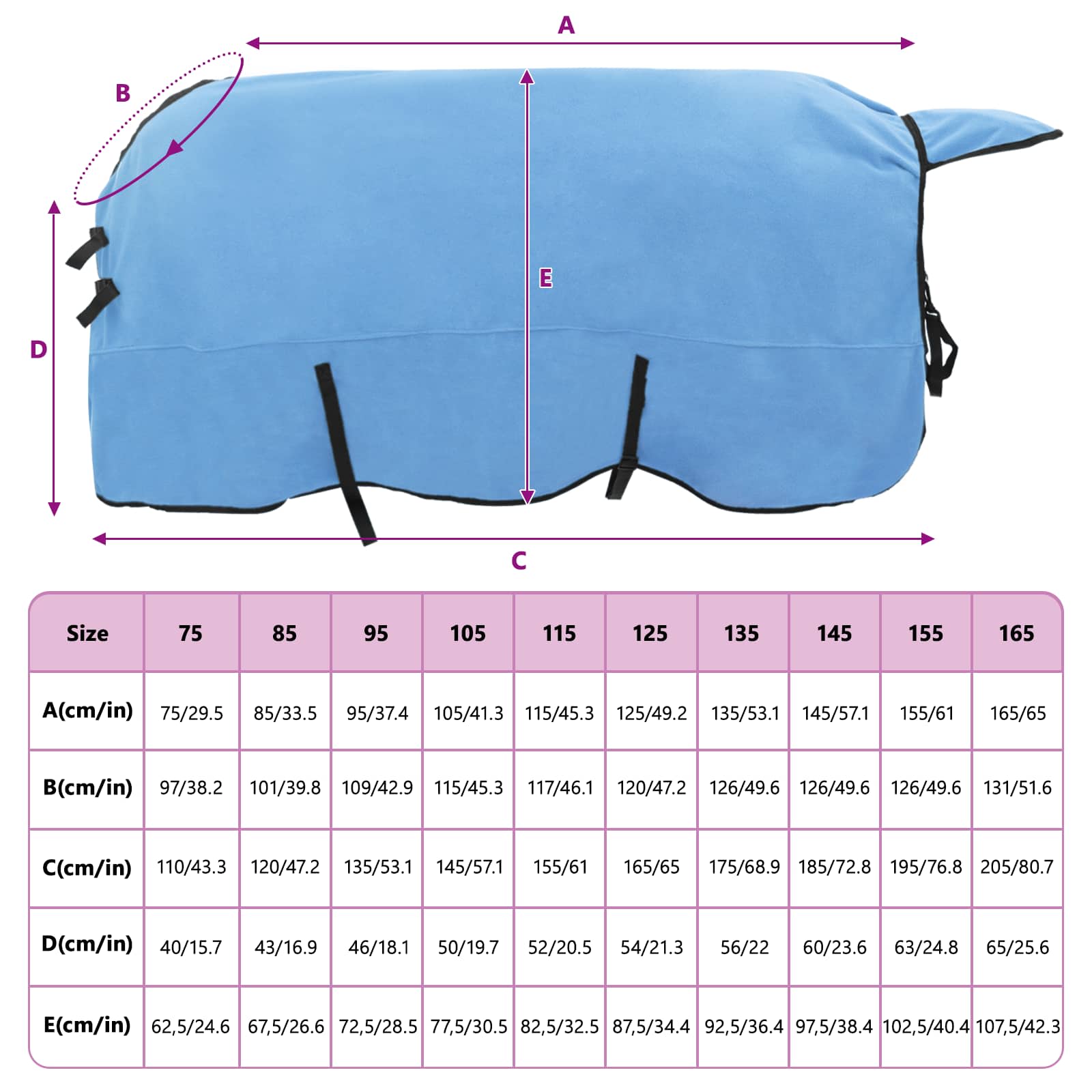 Pferdedecke Volles Aqua 75 cm Polyester