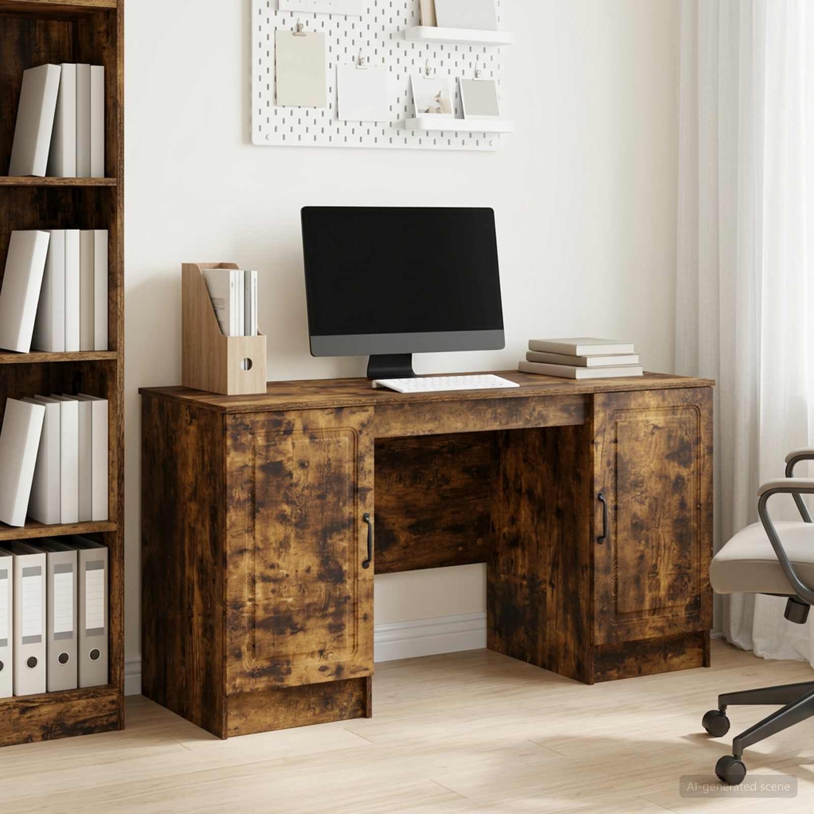 Schreibtisch mit Regal Schwarz 142,5 x 50 x 75 cm Holzwerkstoff