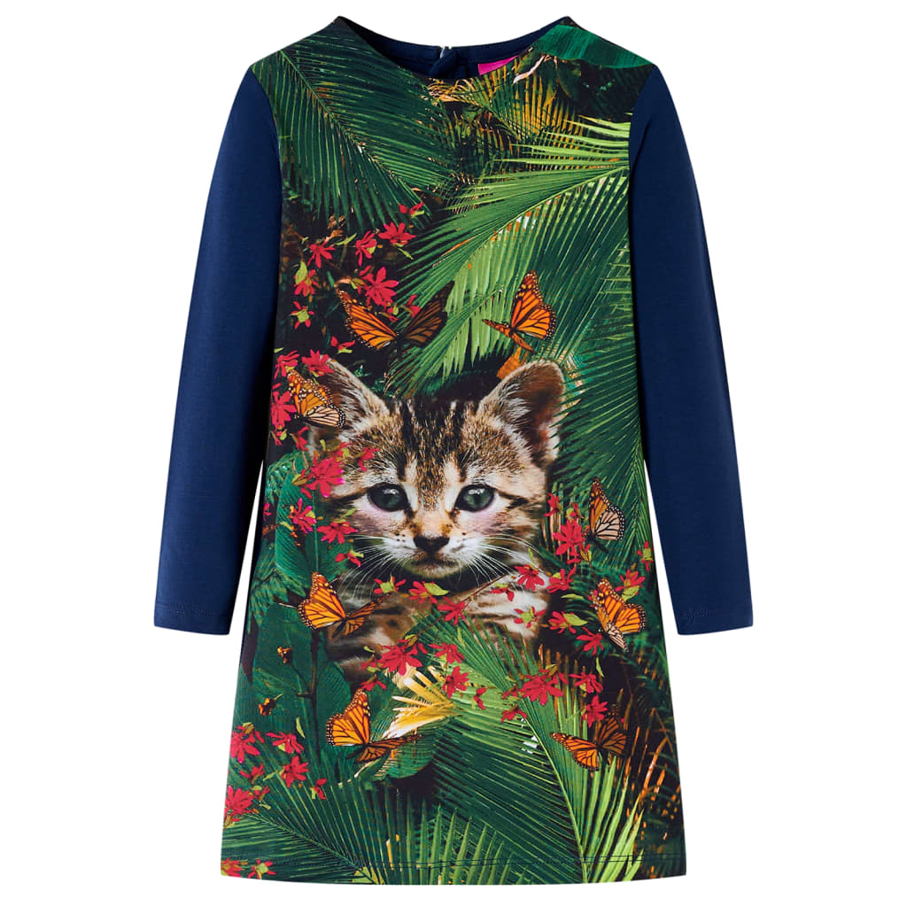 Kinderkleid mit Langen Ärmeln Marineblau 104