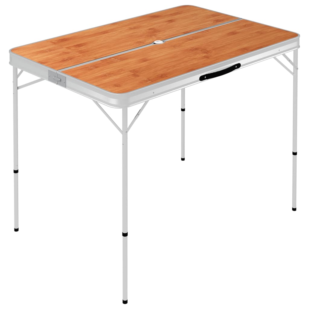 Klappbarer Campingtisch mit 2 Sitzbänken Aluminium Weiß