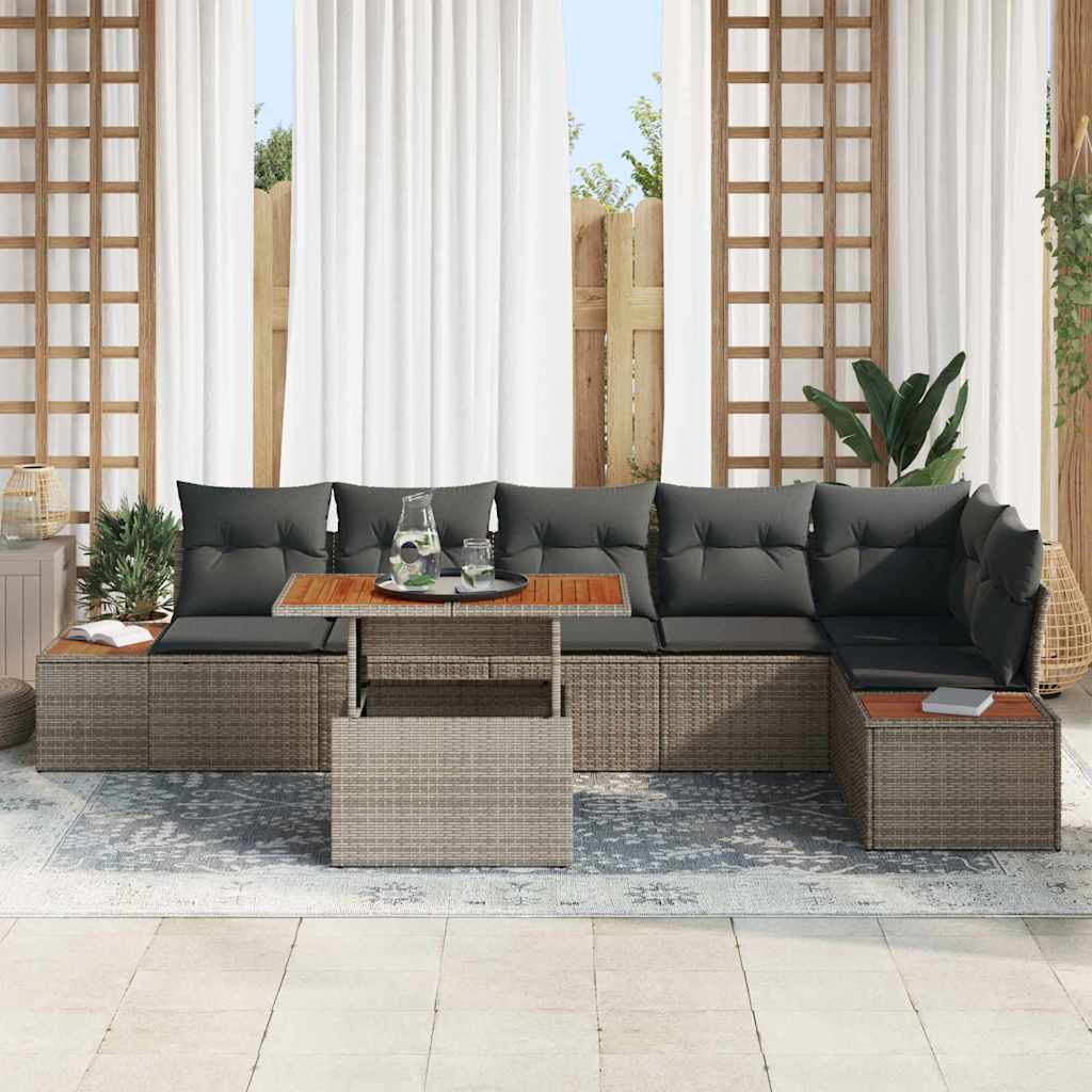 Garten Essgruppe mit Kissen 7 pcs Schwarz und Beige