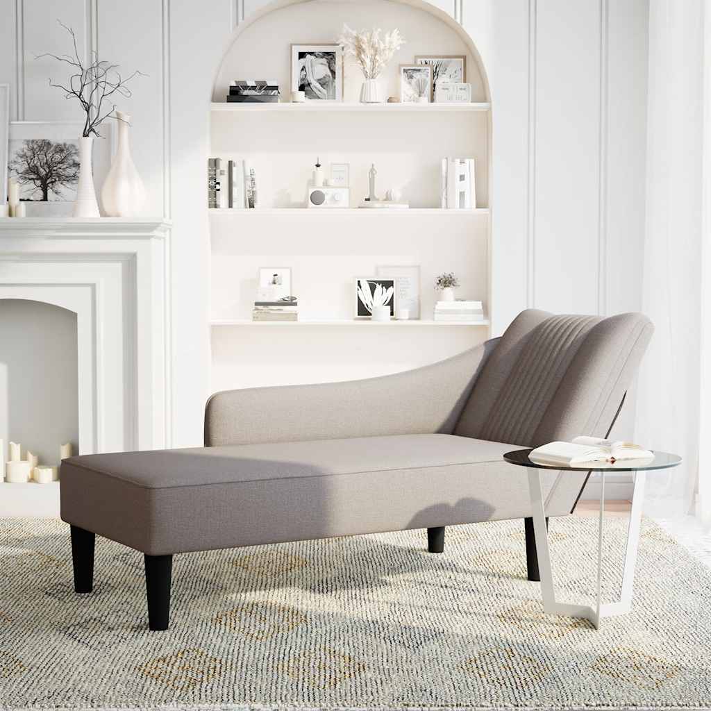Chaiselongue mit Rechter Armlehne Hellgrau Stoff