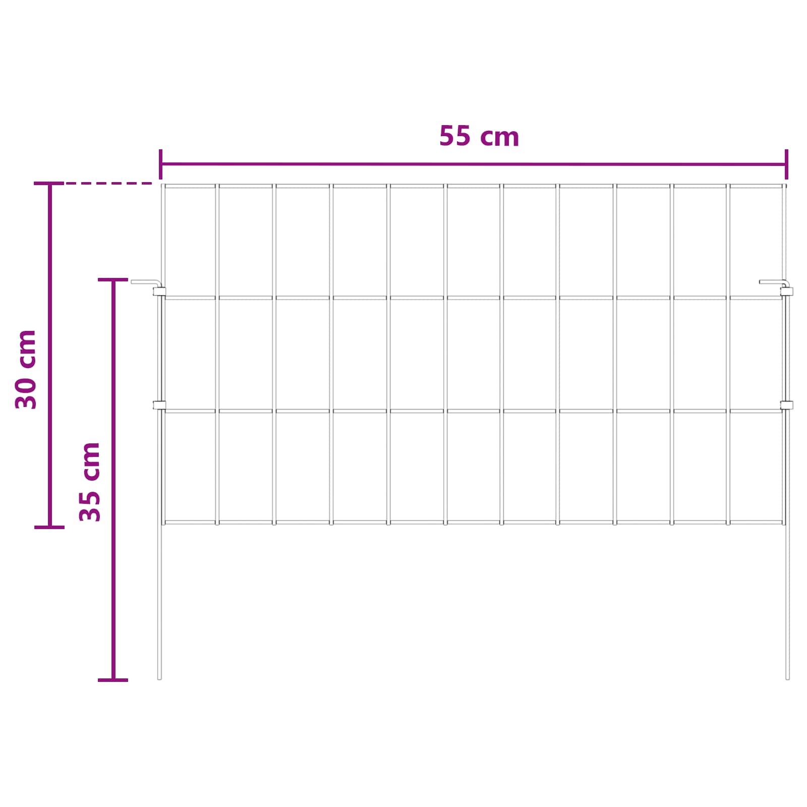 Gartenzaun mit Pfählen 12 pcs 35 x 30 cm Mesh Verzinkter Stahl