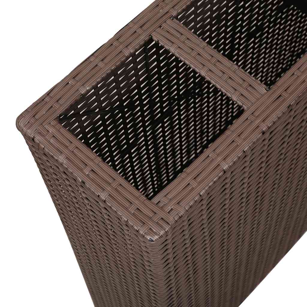 Garten-Hochbeet mit 4 Töpfen 2 Stk. Poly Rattan Grau