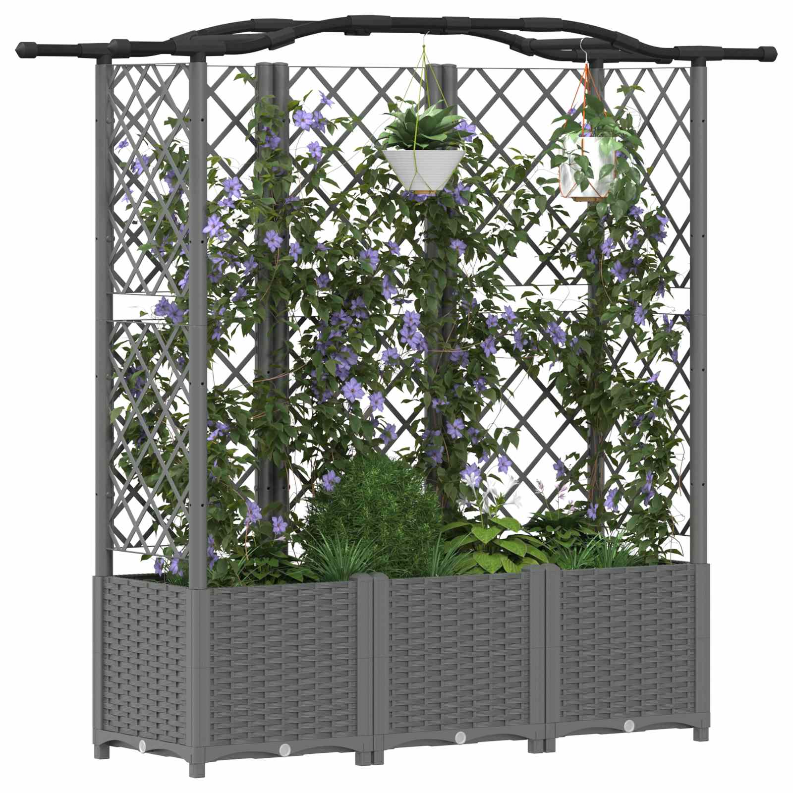 Hochbeet mit Rankgitter und Dach Braun 124 x 40 x 123 cm PP