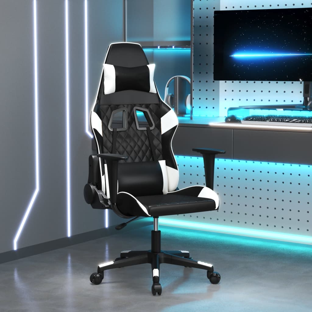 Gaming-Stuhl mit Massagefunktion Schwarz und Blau Kunstleder
