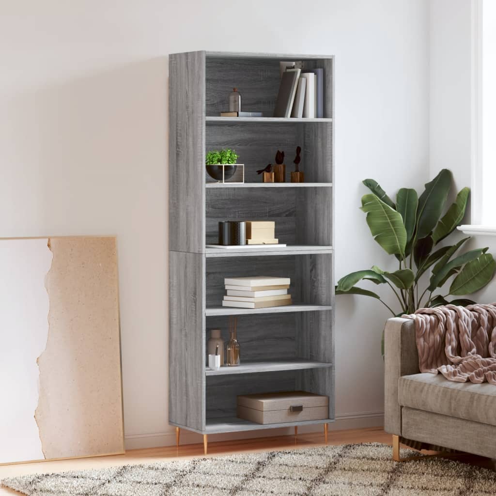 Highboard Hochglanz-Weiß 69,5x34x180 cm Holzwerkstoff
