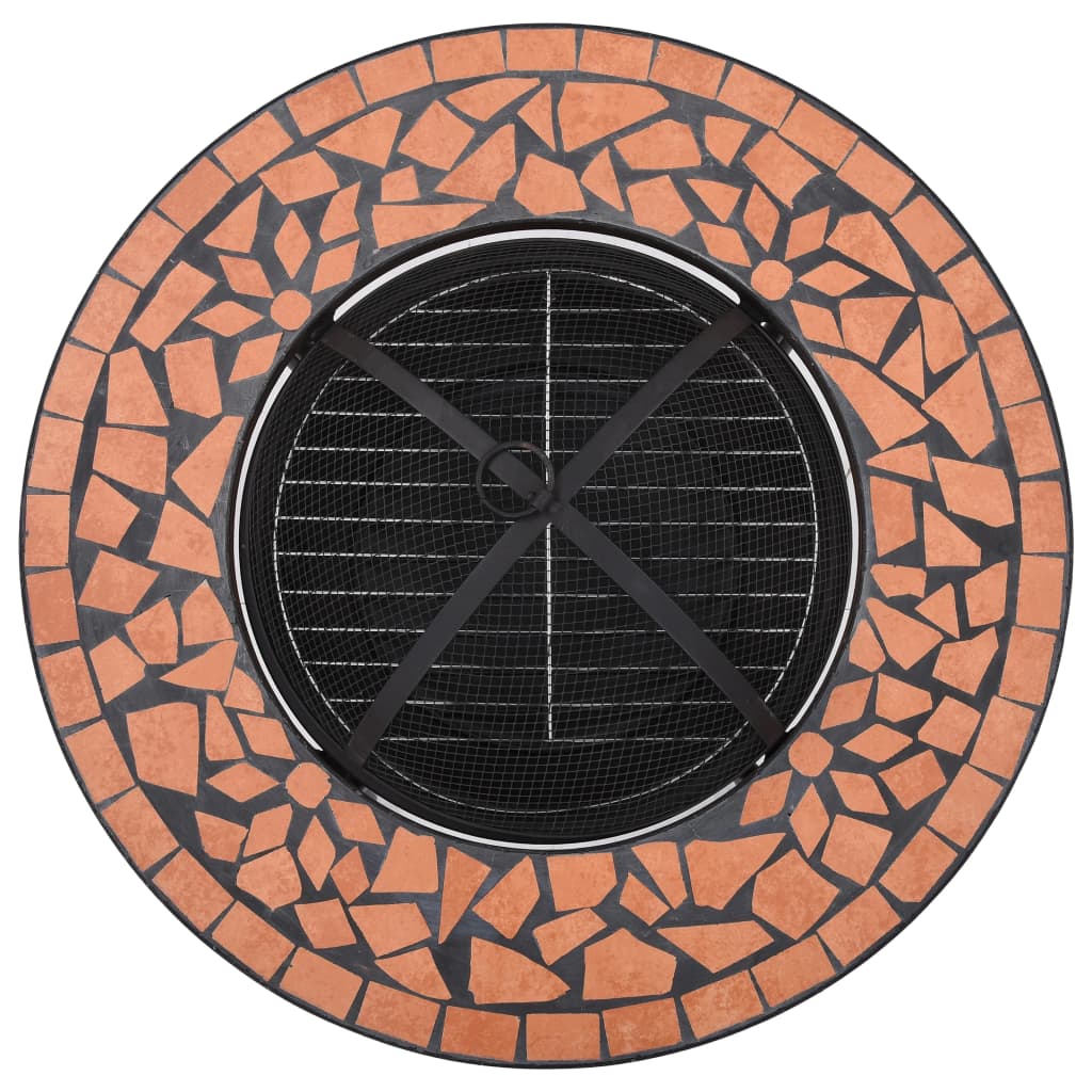 Feuertisch Mosaik Keramik Blau und Weiß 68 cm