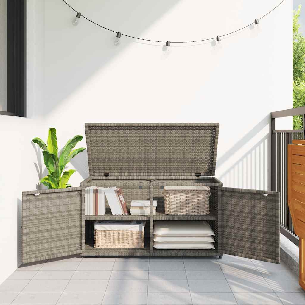 Gartenschrank Schwarz 110x55x60,5 cm Poly Rattan
