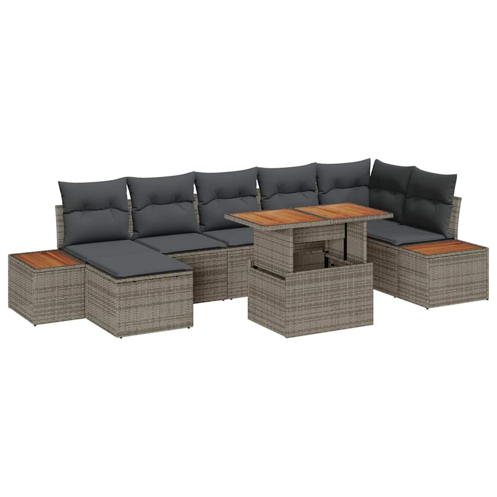 Garten Essgruppe mit Kissen 8 pcs Schwarz und Beige