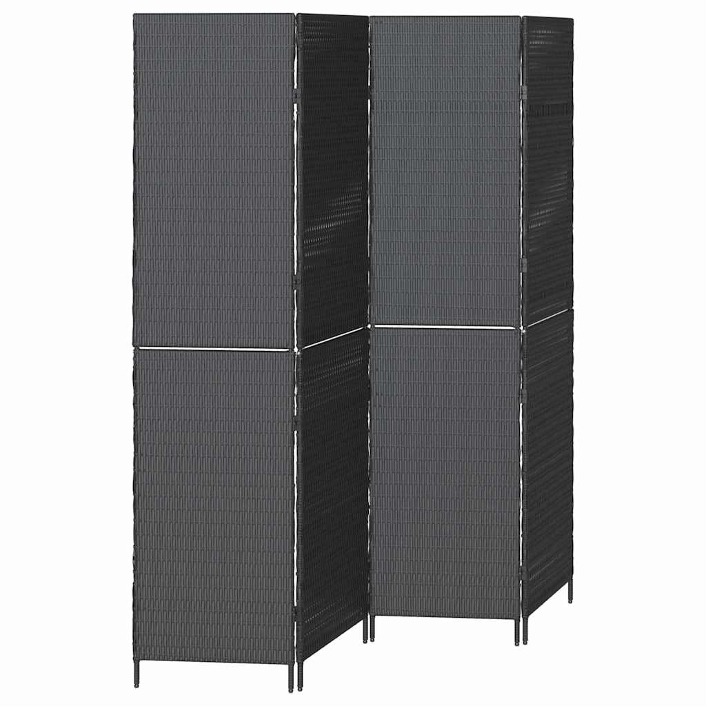 Raumteiler Schwarz 146 x 180 cm Poly-Rattan