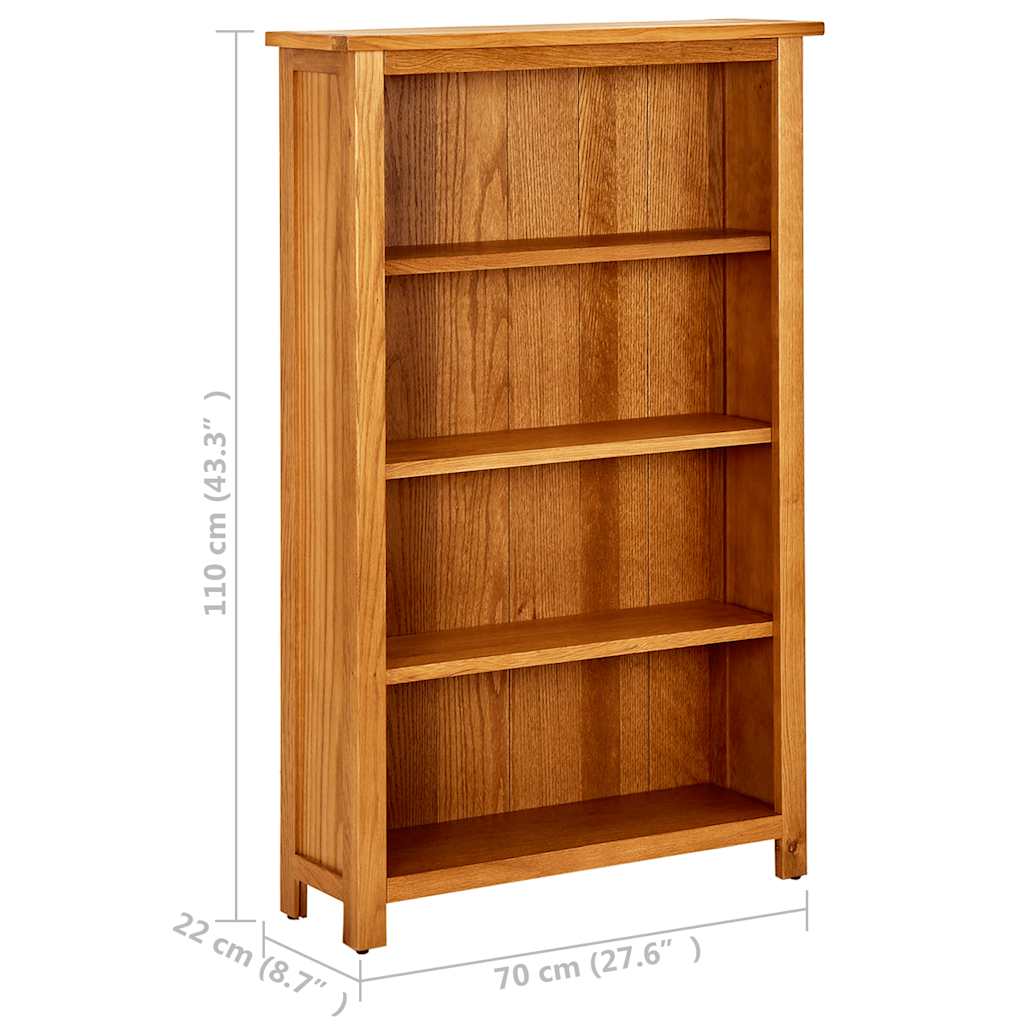 Bücherregal 3 Fächer 70x22,5x82 cm Massivholz Eiche
