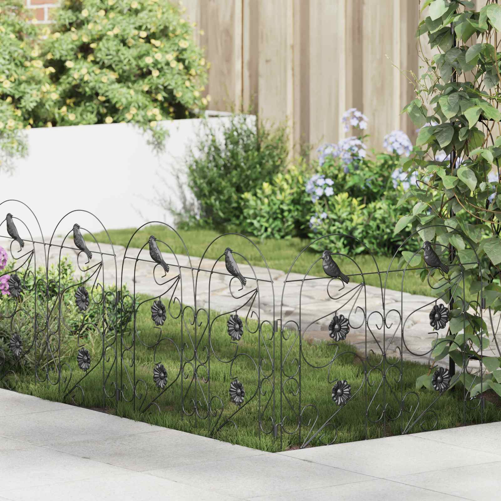 Gartenzaun 5 pcs Schwarz Stahl