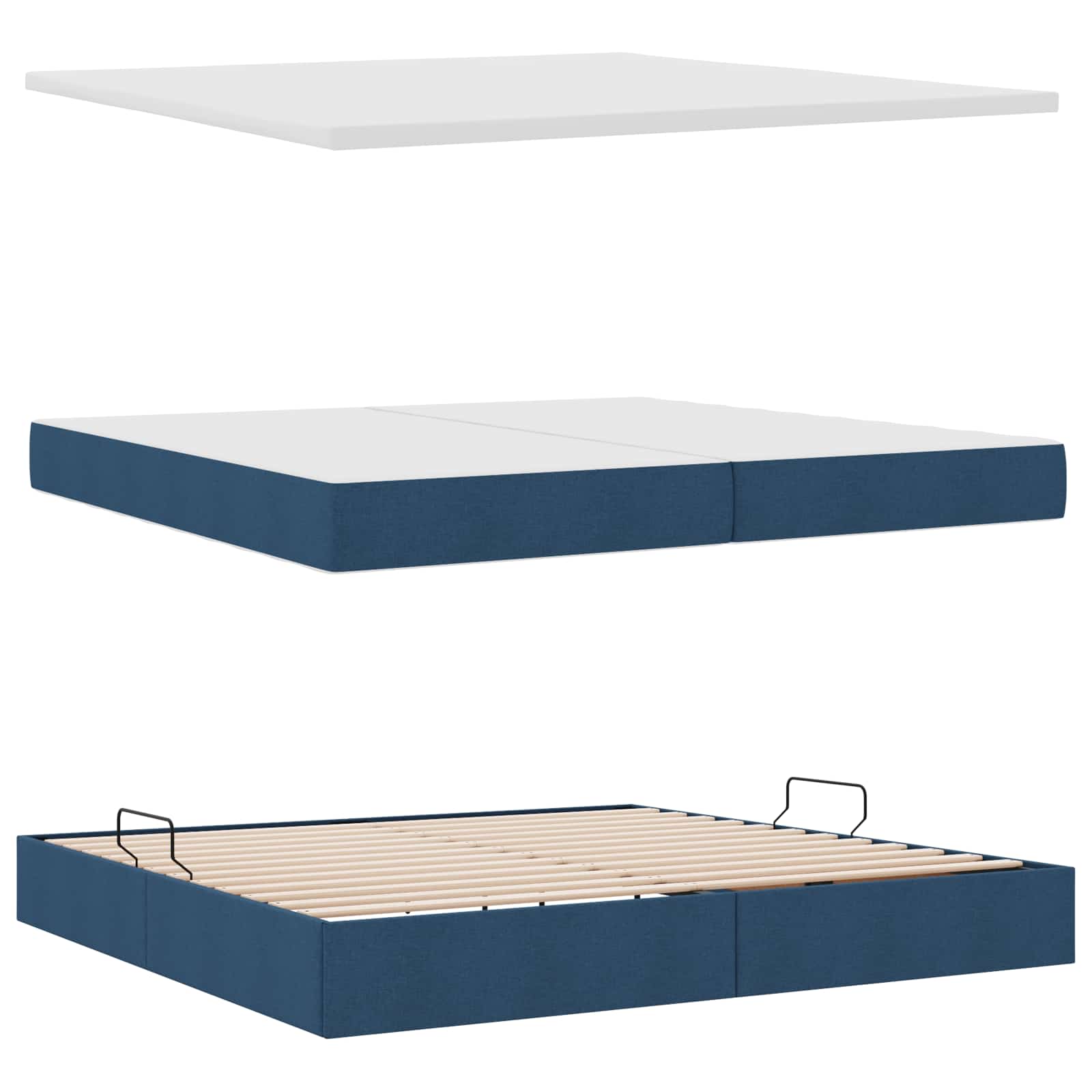 Aufbewahrungsbett mit Matratze Hellgrau 90 x 190 cm Polyester