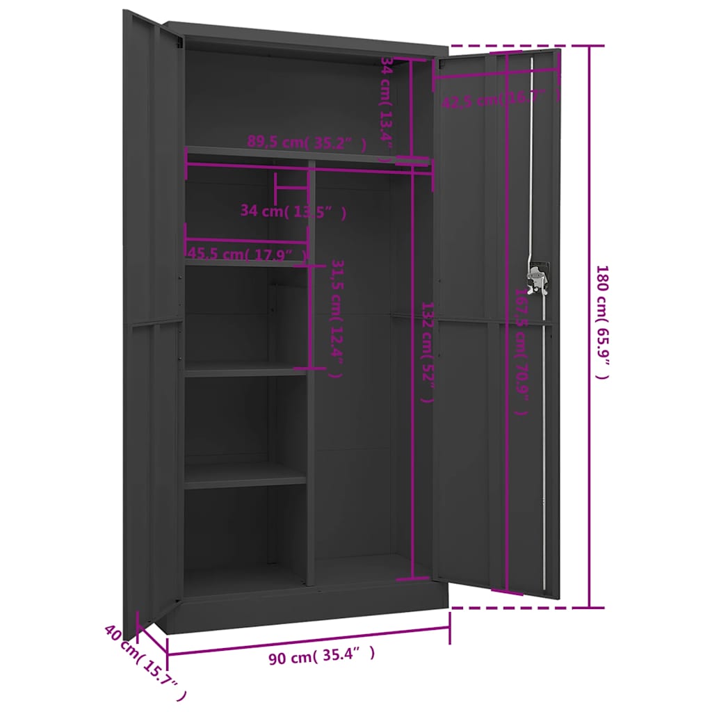 Schließfachschrank Weiß 90x40x180 cm Stahl