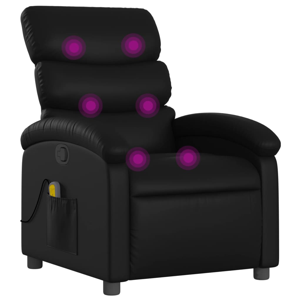 Massage-Relaxsessel, Kunstleder, Schwarz