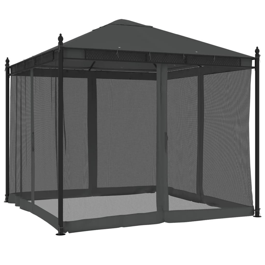 Pavillon mit Netzwänden Creme 2,93x2,93 m Stahl
