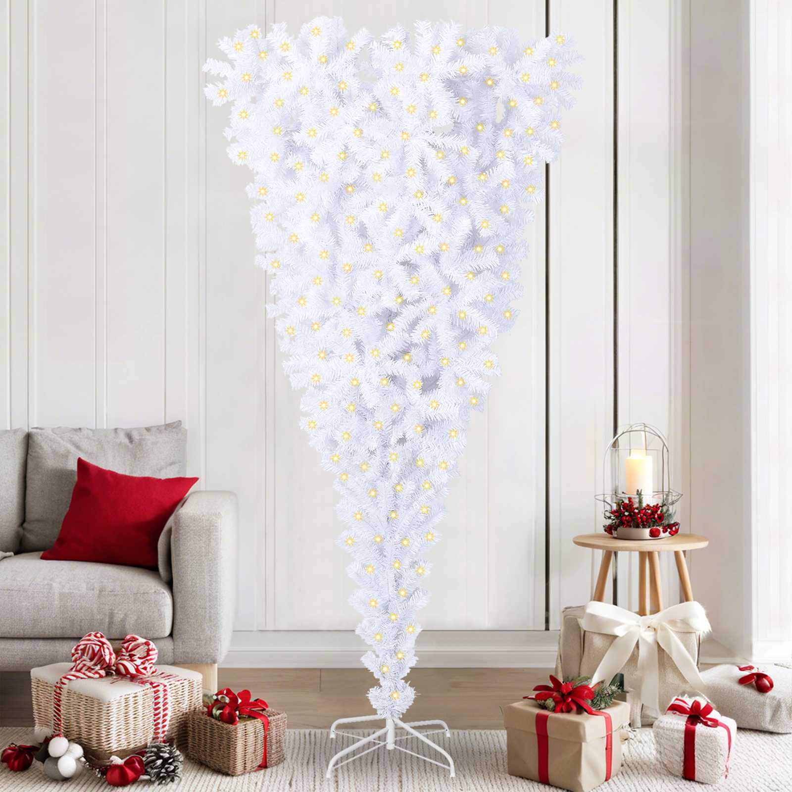 Künstlicher Weihnachtsbaum Weiß 180 cm PVC und Stahl