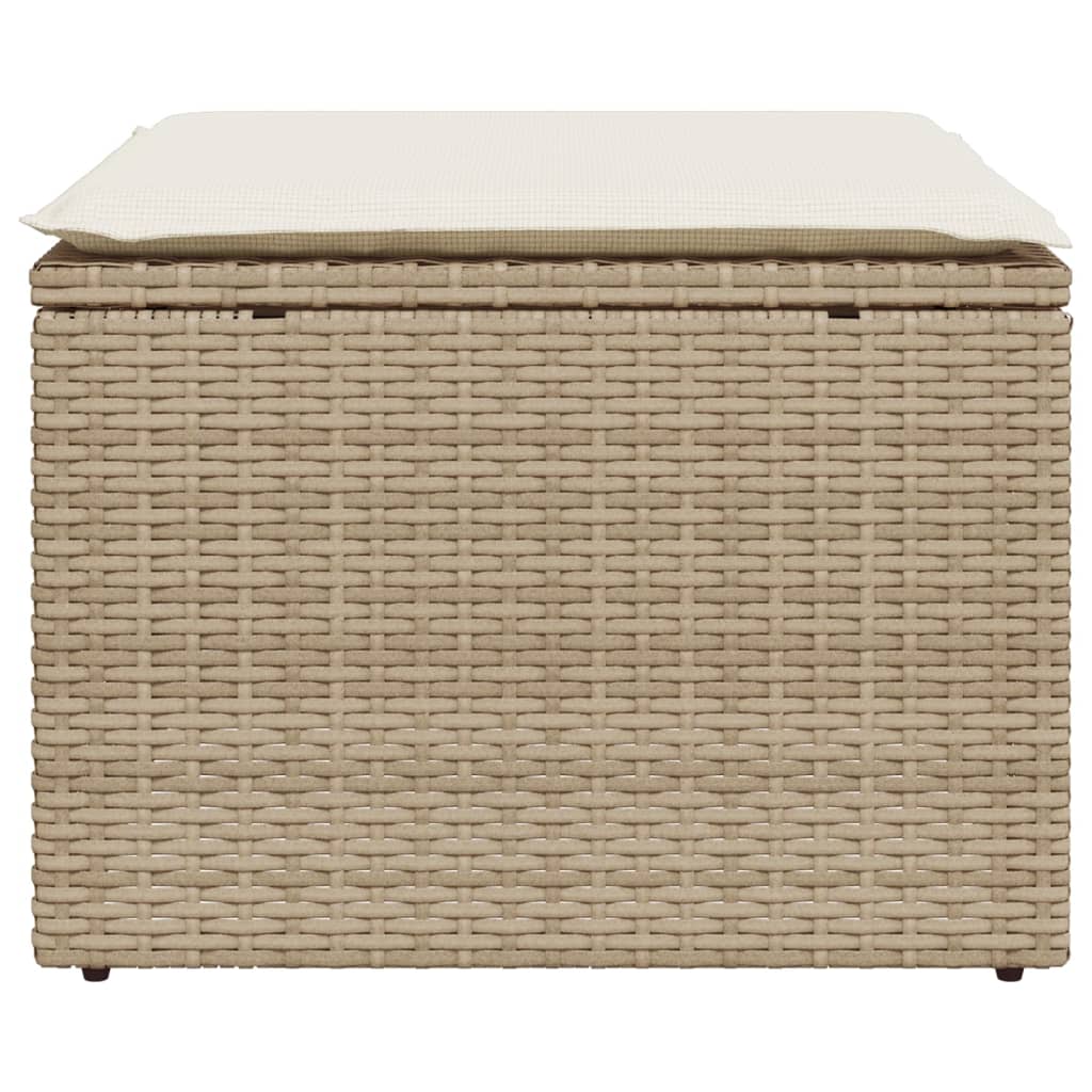 Gartenhocker mit Kissen Schwarz 55x55x37 cm Poly Rattan