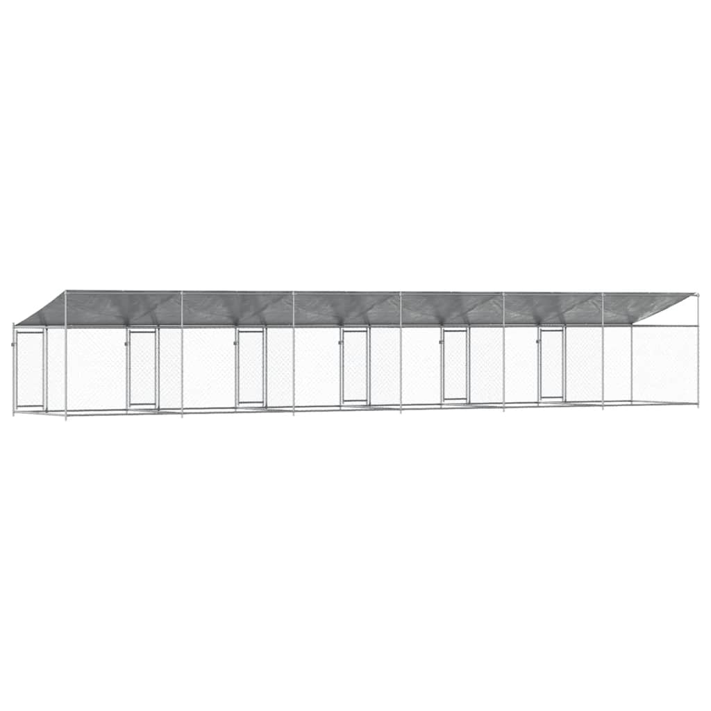 Hundezwinger mit Dach und Tür Grau 2x2x2 m Verzinkter Stahl
