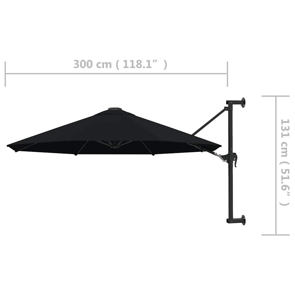 Sonnenschirm zur Wandmontage mit Metall-Mast 300 cm Sandweiß