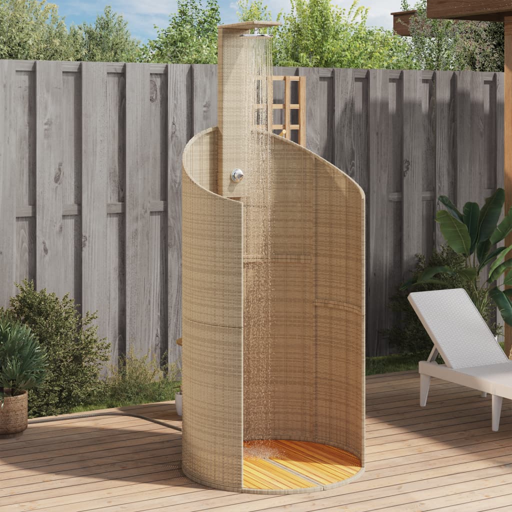 Gartendusche Grau 100x100x241,5 cm Poly Rattan Akazienholz