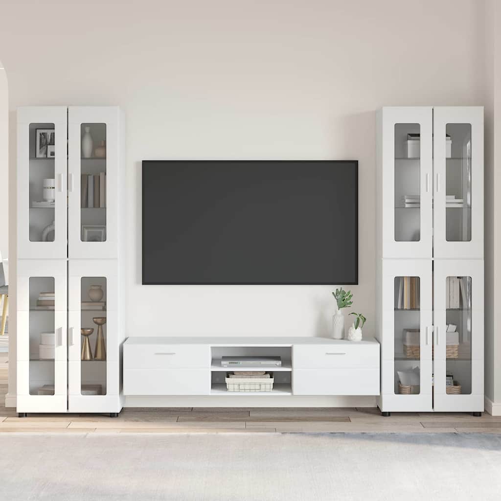 Highboard mit Regal FLORIN Weiß 60 x 35 x 182 cm Holzwerkstoff