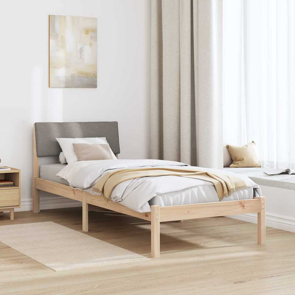 Bettgestell Braun und hellgrau 200 x 200 cm Massivholz Kiefer
