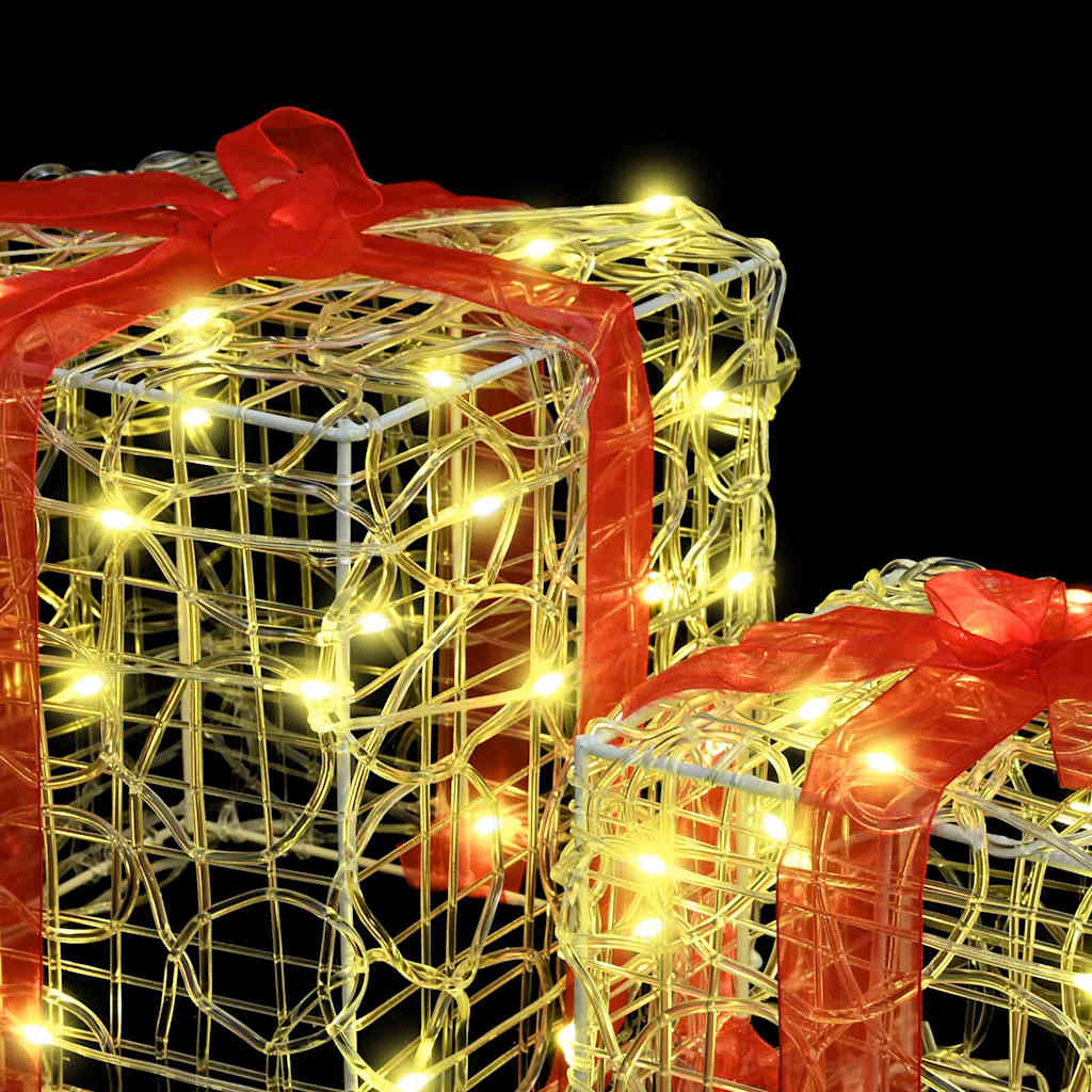 Geschenkbox mit 60 LEDs 3 pcs Warmweiß 20 x 20 x 20 cm Acryl