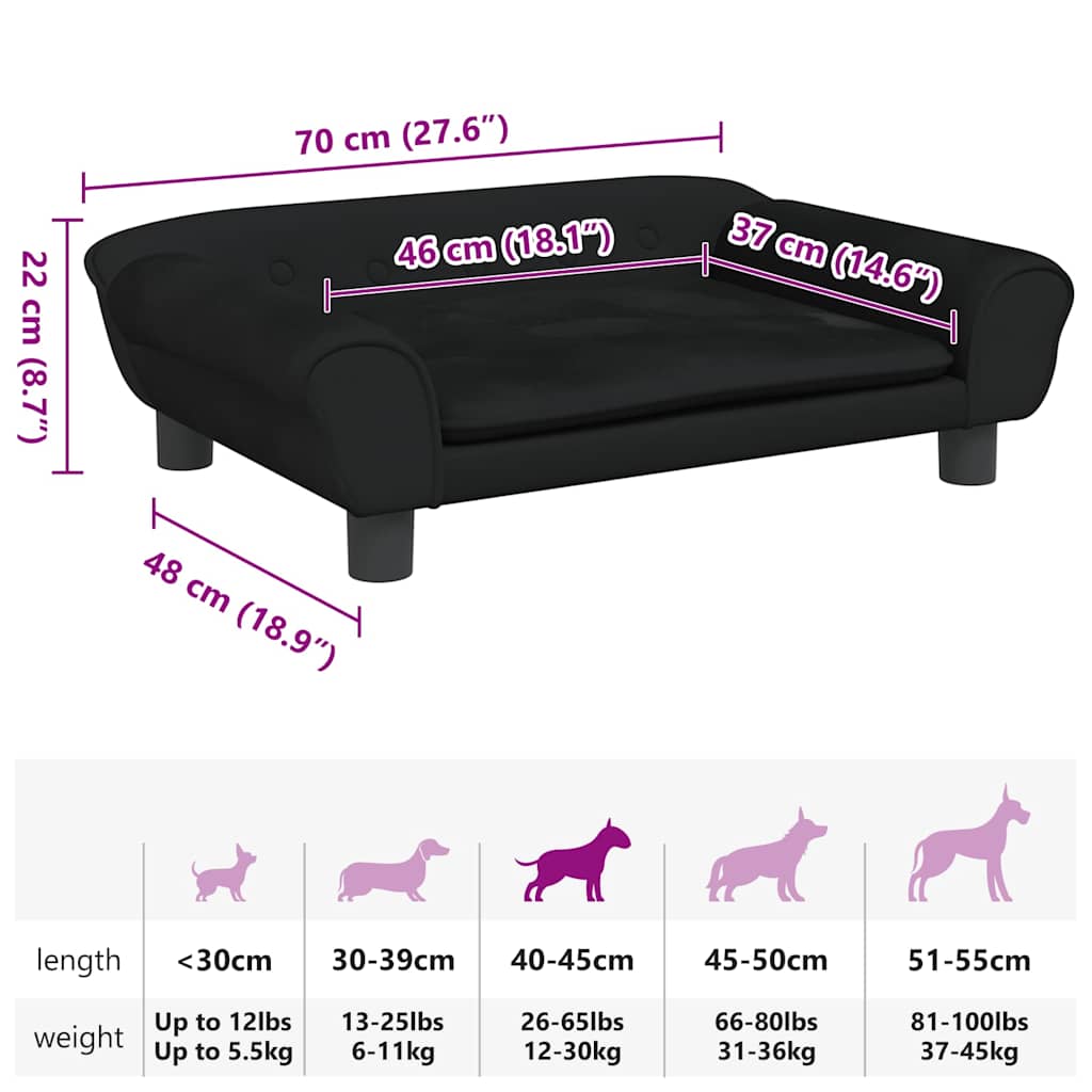 Hundebett Blau 100x50x21 cm Samt