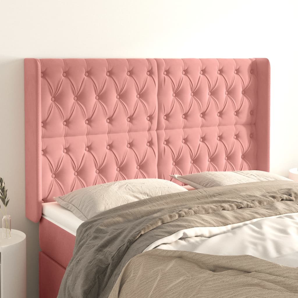 Kopfteil mit Ohren Dunkelblau 93x16x78/88 cm Samt