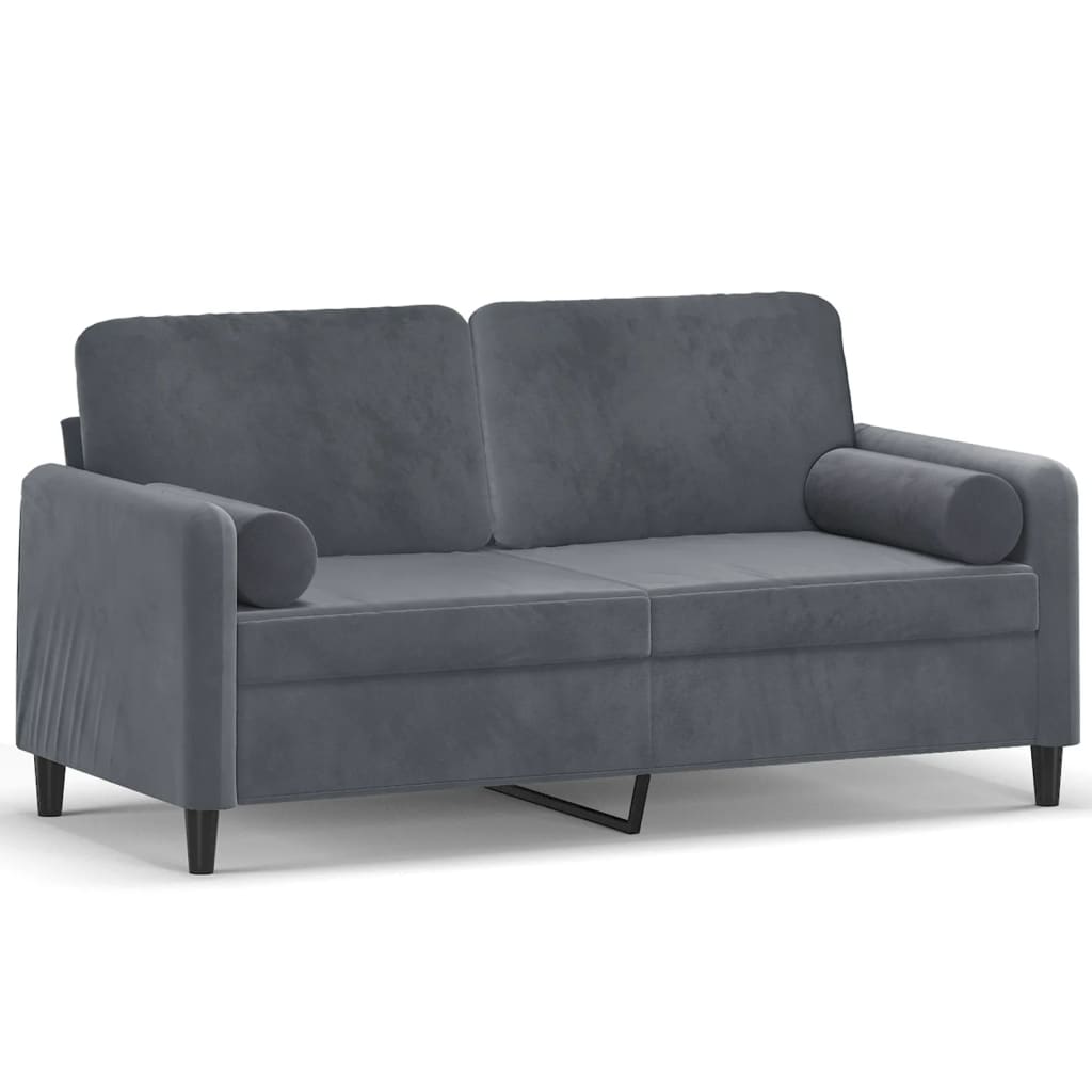 2-Sitzer-Sofa mit Zierkissen Dunkelgrün 120 cm Samt