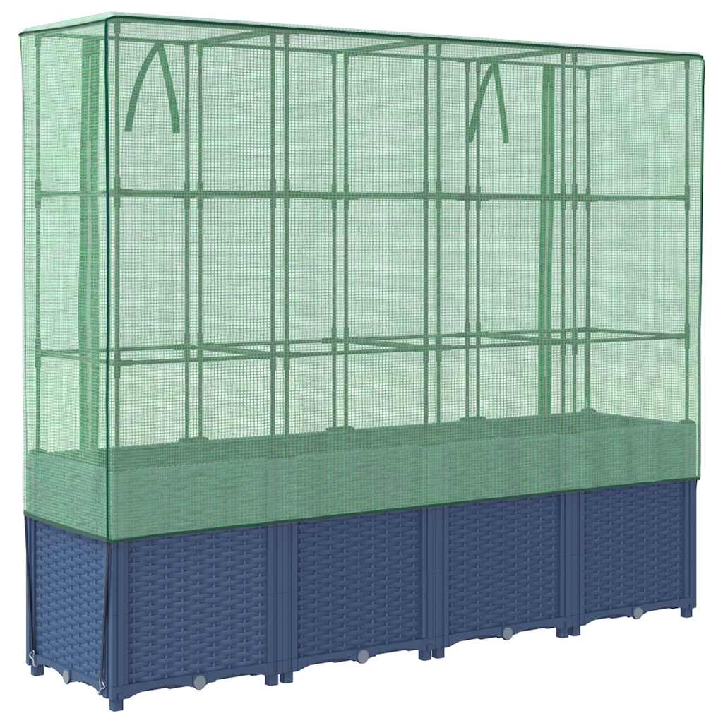 Hochbeet mit Gewächshaus-Aufsatz Rattan-Optik 160x40x153 cm