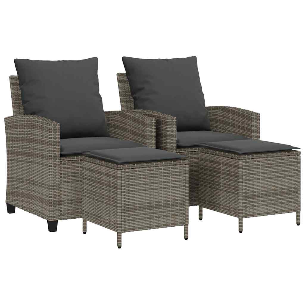 4-tlg. Garten-Sofagarnitur mit Kissen Schwarz Poly Rattan